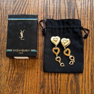 Yves Saint Laurent Gold Heart Drop Earrings